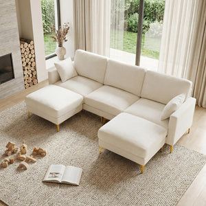 100" U-Shaped Sectional Sofa with Ottoman