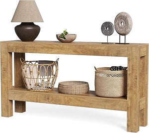 63-Inch Farmhouse Console Table with 2-Tier Shelves