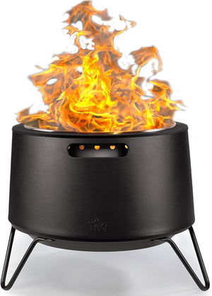 Smokeless Outdoor Fire Pit — 25-Inch Wood-Burning with Ash Pan, Stand & Cover