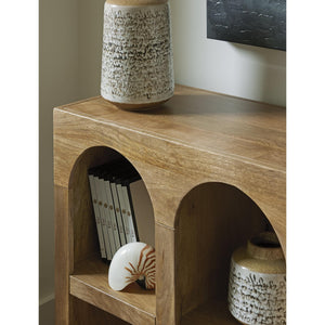 Mango Wood Console Sofa Table with 4 Shelves – Light Brown