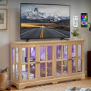 4-Door LED Glass Curio Cabinet with Adjustable Shelves