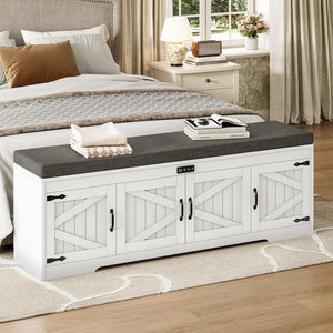 Farmhouse Shoe Storage Bench with Cushion & Deodorizer