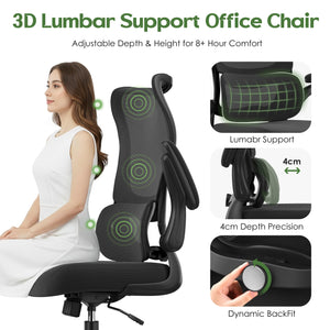 Ergonomic Mesh Office Chair with Lumbar Support & Flip-Up Armrests