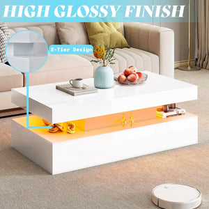 3-Piece LED Coffee Table Set with End Tables & Charging Station