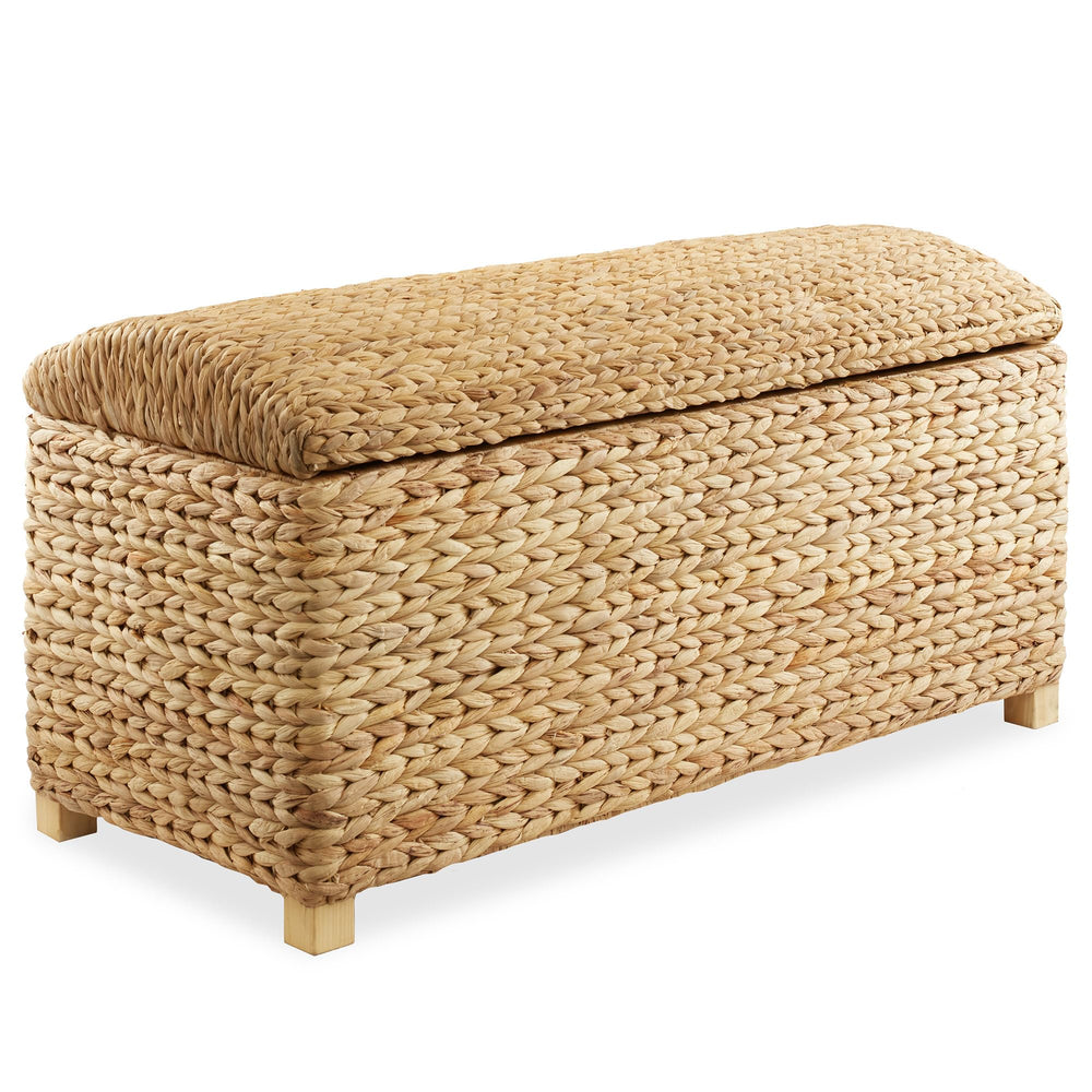 Water Hyacinth Storage Trunk with Curved Lid & Safety Hinge
