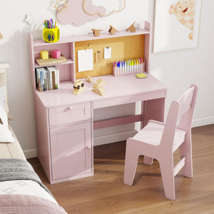 Kids Study Desk and Chair Set with Hutch and Storage