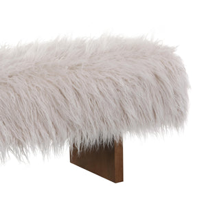 Faux Wool Upholstered Bedroom Bench with Rubberwood Legs