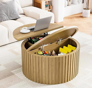 Round Lift Top Coffee Table with Storage