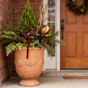16.5 Inch Magnesium Oxide Urn Planter with Drainage Hole