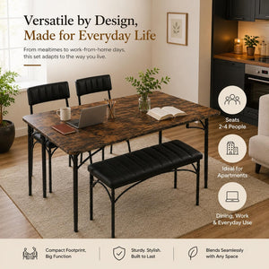 Dining Table Set for 4 with Chairs and Bench