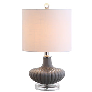 Fluted Glass Table Lamp 18" – Gray