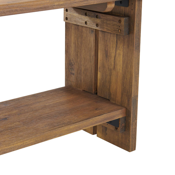 40" Entryway Bench with Storage Shelf – Solid Acacia Wood