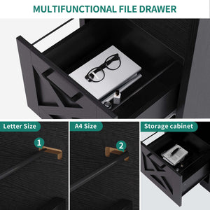 L-Shaped Desk with Power Outlets, File Drawer & Monitor Stand