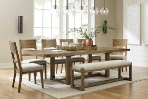 Farmhouse Upholstered Dining Bench with Foam Cushion