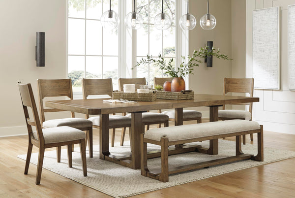 Farmhouse Upholstered Dining Bench with Foam Cushion