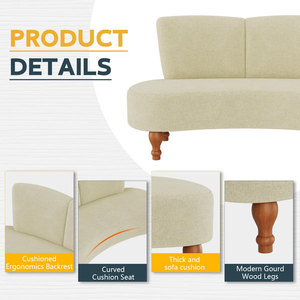 49" Curved Loveseat Sofa with Wooden Legs