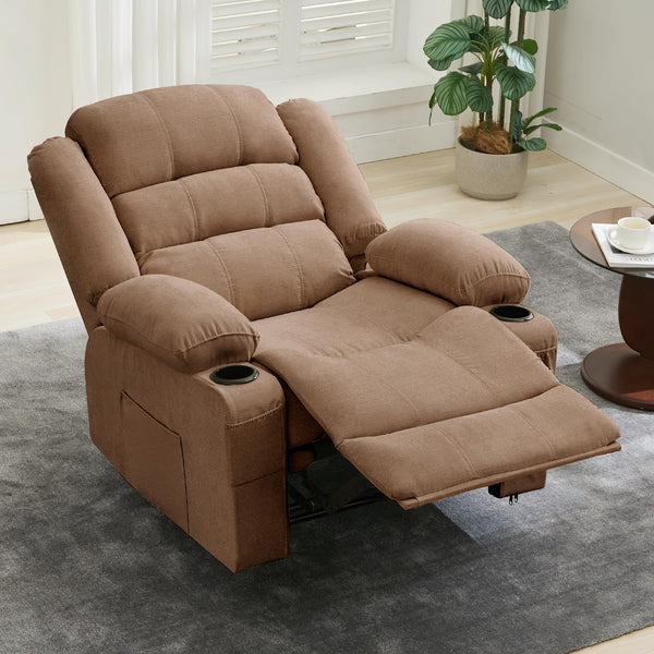 Large Recliner Chair – 3-Position Manual Reclining Chair with Cup Holders