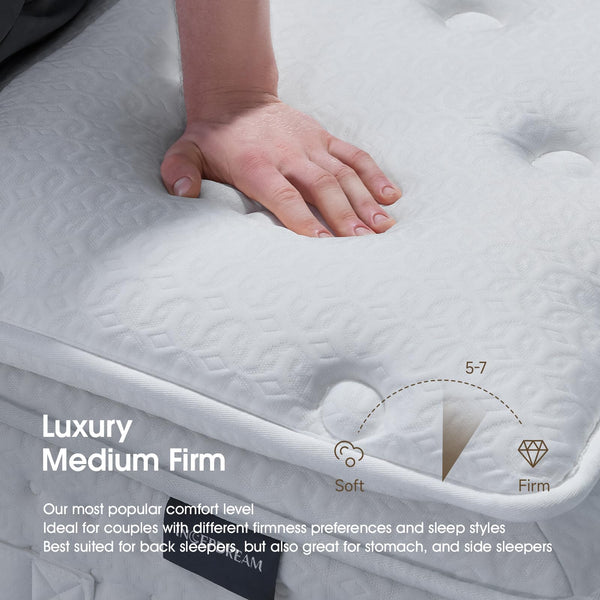 14 Inch Pillow Top Hybrid Mattress – Gel Memory Foam, Pocket Coils, Tencel Cover