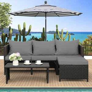3-Piece Outdoor PE Rattan Patio Conversation Set
