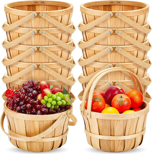 Round Wooden Farmers Market Baskets with Handle