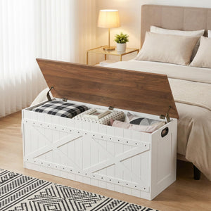 Extra Large Storage Chest Bench with Safety Hinges