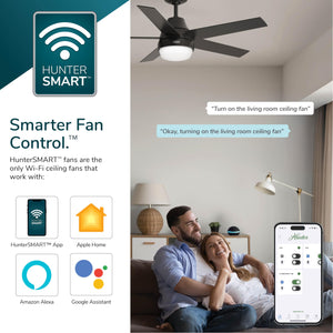 52-Inch Smart Ceiling Fan with LED Light & Remote