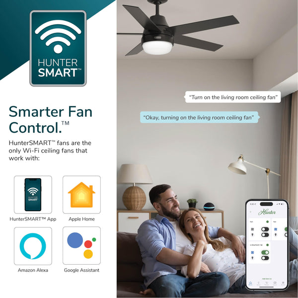 52-Inch Smart Ceiling Fan with LED Light & Remote