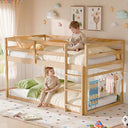 Twin Over Twin Low Bunk Bed with Full Guardrails