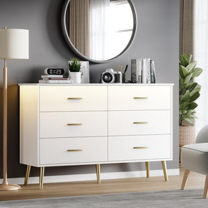 6-Drawer Wood Dresser with LED Light