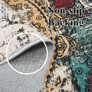 9x12 Abstract Area Rug – Washable, Non-Slip, Low Pile Polyester Carpet