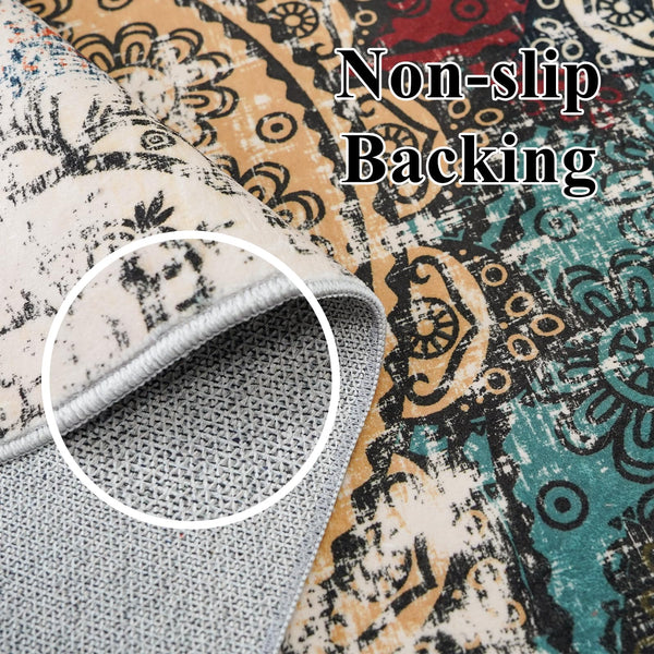 9x12 Abstract Area Rug – Washable, Non-Slip, Low Pile Polyester Carpet