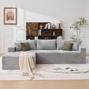 Grey Modular Sectional Sofa – L-Shape Cloud Couch with Oversized Chaise
