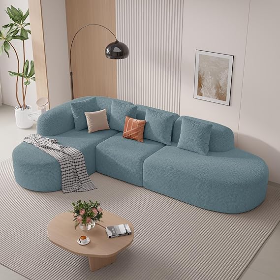 114" Curved Modular Sectional Sofa with Chaise, L-Shape, No Assembly