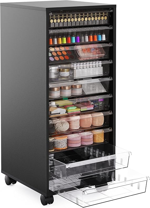 10-Drawer Rolling Storage Cart with Clear Drawers