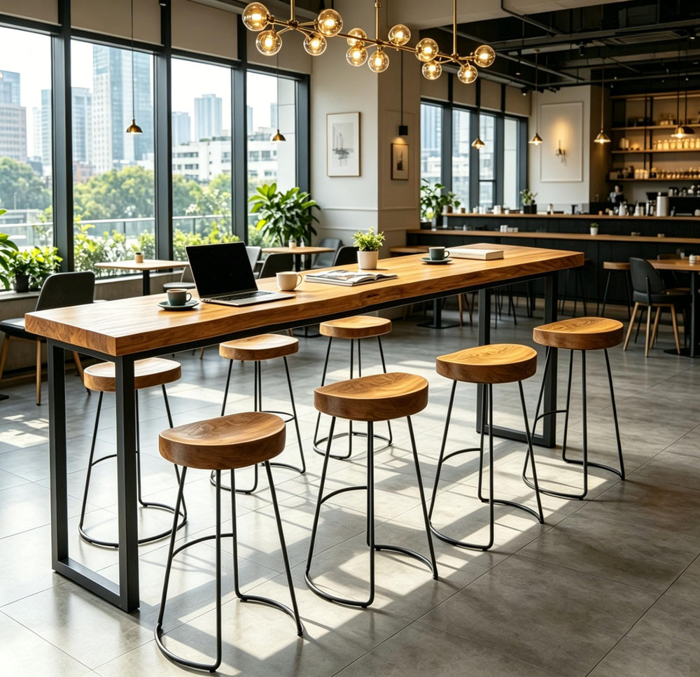 Farmhouse Narrow Bar Table – Solid Wood, Industrial Style