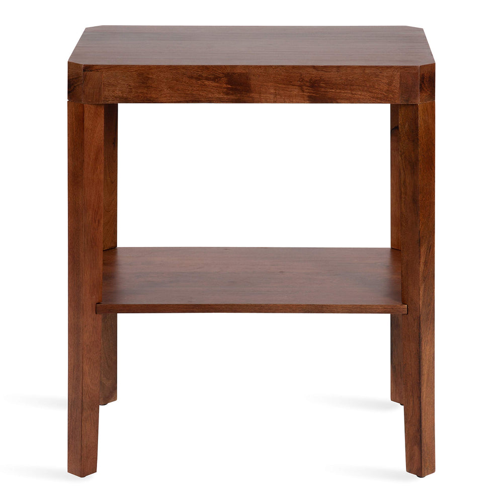 Mid-Century Mango Wood Two-Tier Side Table