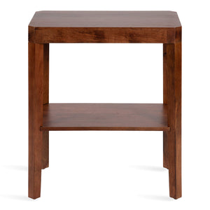 Mid-Century Mango Wood Two-Tier Side Table