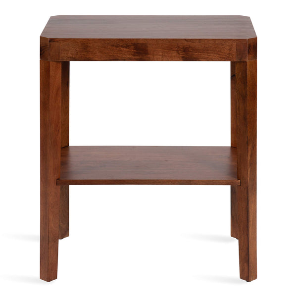 Mid-Century Mango Wood Two-Tier Side Table