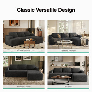 L-Shaped Modular Sectional Sofa with Coil Support