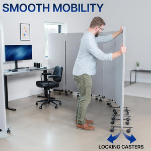 6-Panel Mobile Privacy Panel System – 145" x 66" Freestanding Room Divider
