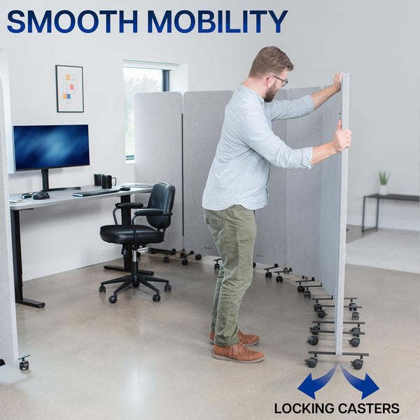 6-Panel Mobile Privacy Panel System – 145" x 66" Freestanding Room Divider