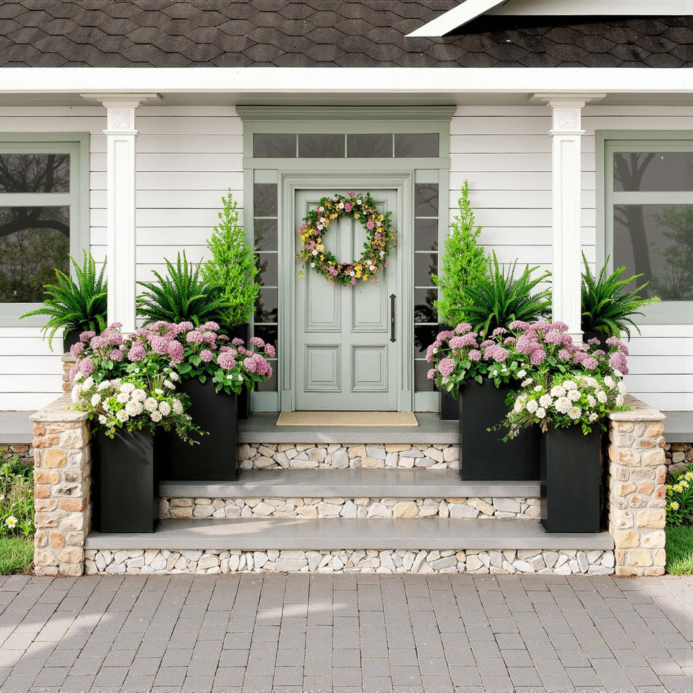 Tall Rectangular Outdoor Planter Box - Galvanized Steel