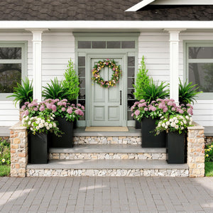 Tall Rectangular Outdoor Planter Box - Galvanized Steel