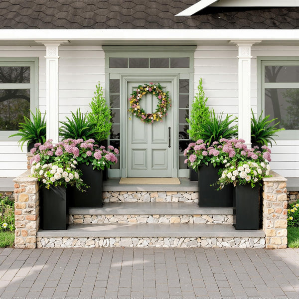 Tall Rectangular Outdoor Planter Box - Galvanized Steel