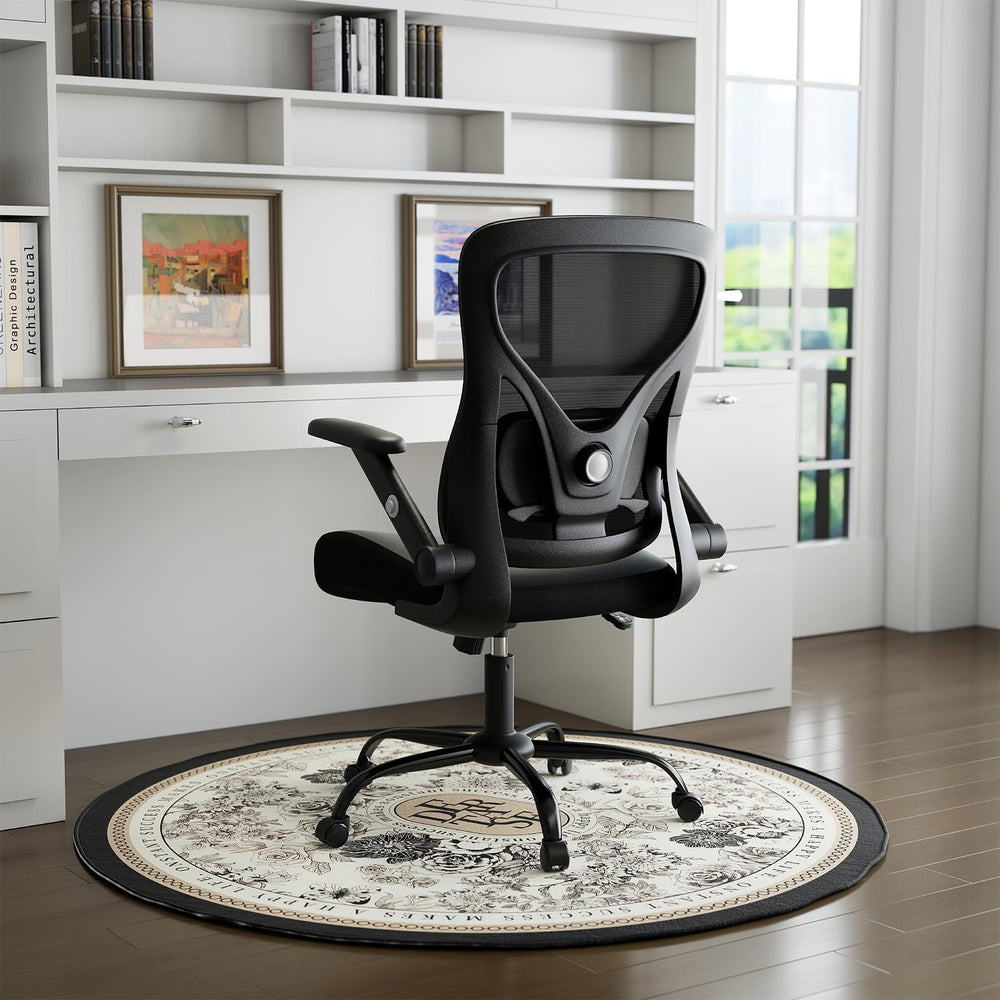 Ergonomic Office Chair with Lumbar Support, Mesh Back & PU Leather Seat