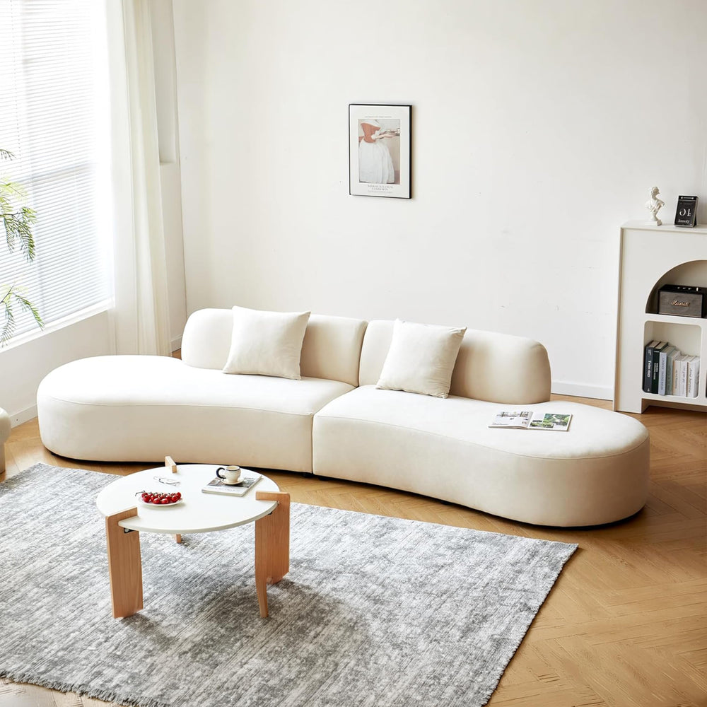 132" Curved Velvet Sofa – 6 Seater Half Moon Couch
