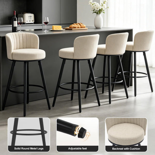 Swivel Bar Stools with Back & Footrest