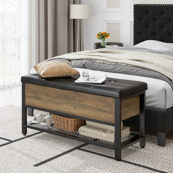 Storage Bench with Flip-Open Lid & Padded Seat