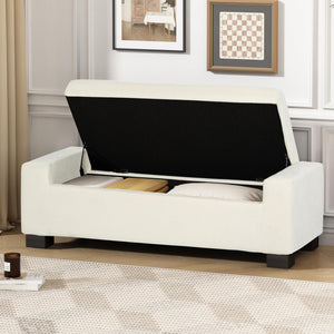 Storage Ottoman with Lid & Birch Wood Legs