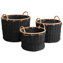 Handwoven Rattan Nesting Storage Baskets with Handles — Set of 3